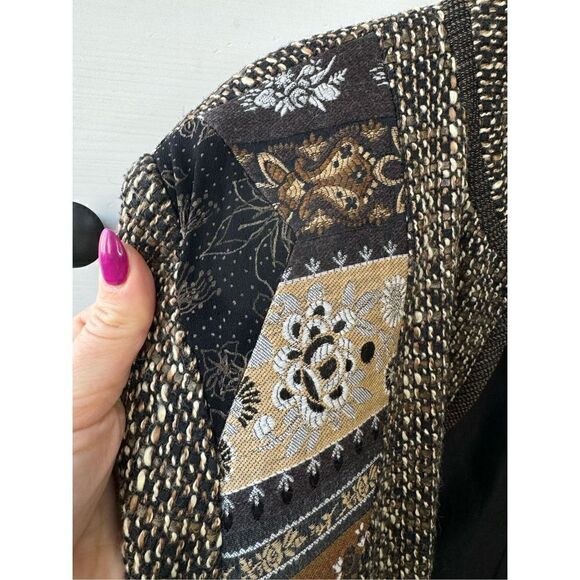 Canvasbacks Vintage 1990's Tapestry Bomber Jacket Asymmetrical Patchwork size 16 - Picture 10 of 16